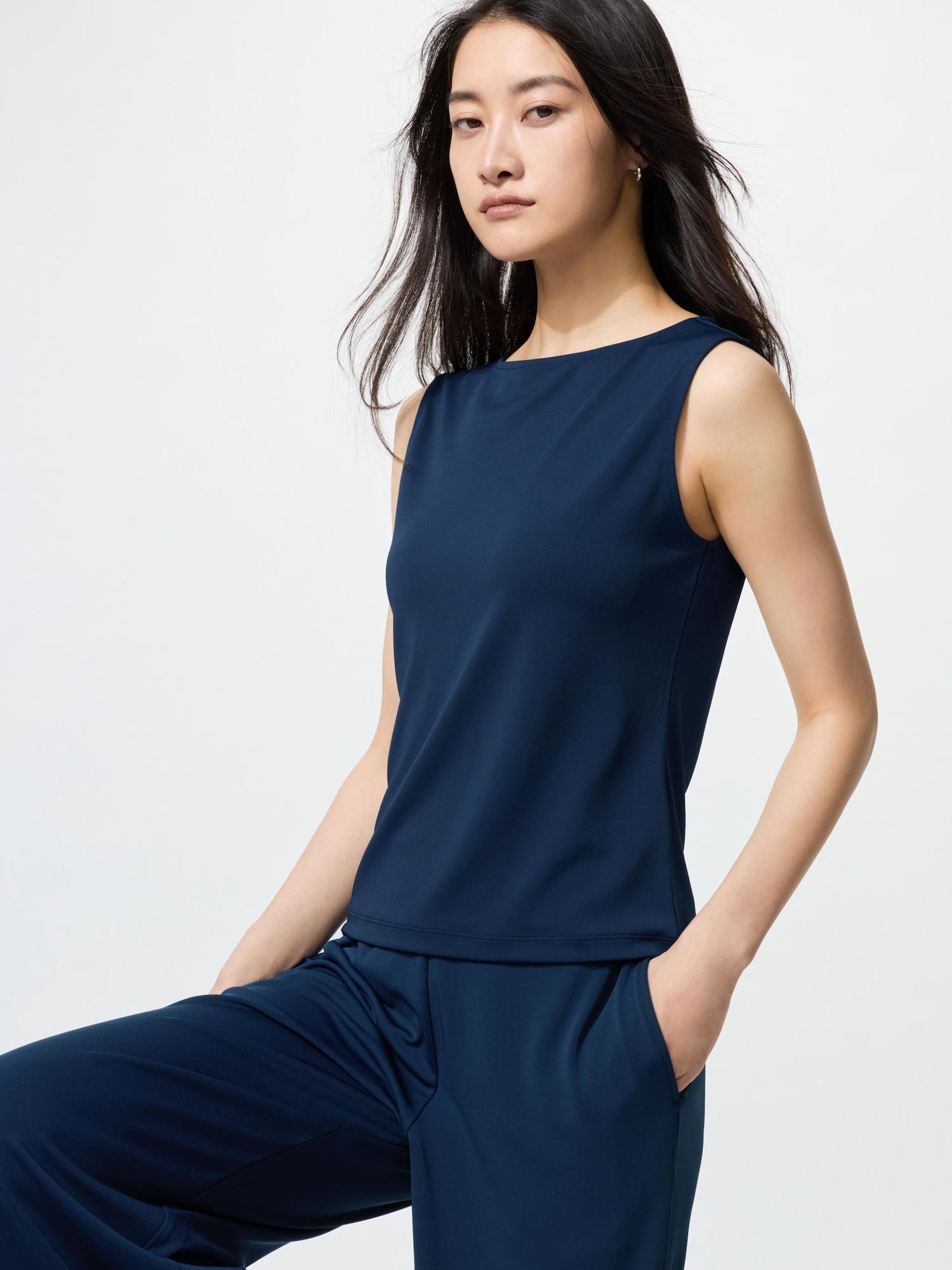 

Uniqlo Футболка с японским крепом и вырезом «лодочка» без рукавов 68 BLUE/XS