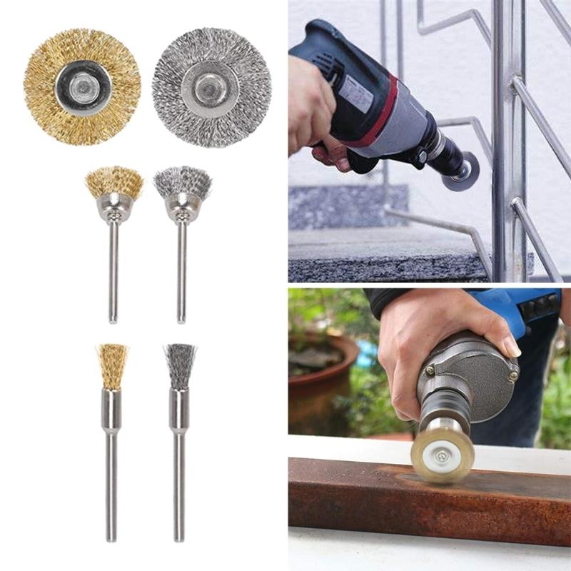 36 Pcs Wire Brush Steel Wire Wheel Brushes Cup Pen Set 3mm Shank Polishing Cleaning Buffing Accessories Kit Rotary Tool