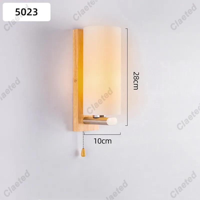 12 Style Creative Solid Wood Wall Lamp Indoor Decor Lamp Bedroom Bedside Lamp European Living Room Corridor Aisle Staircase Lamp