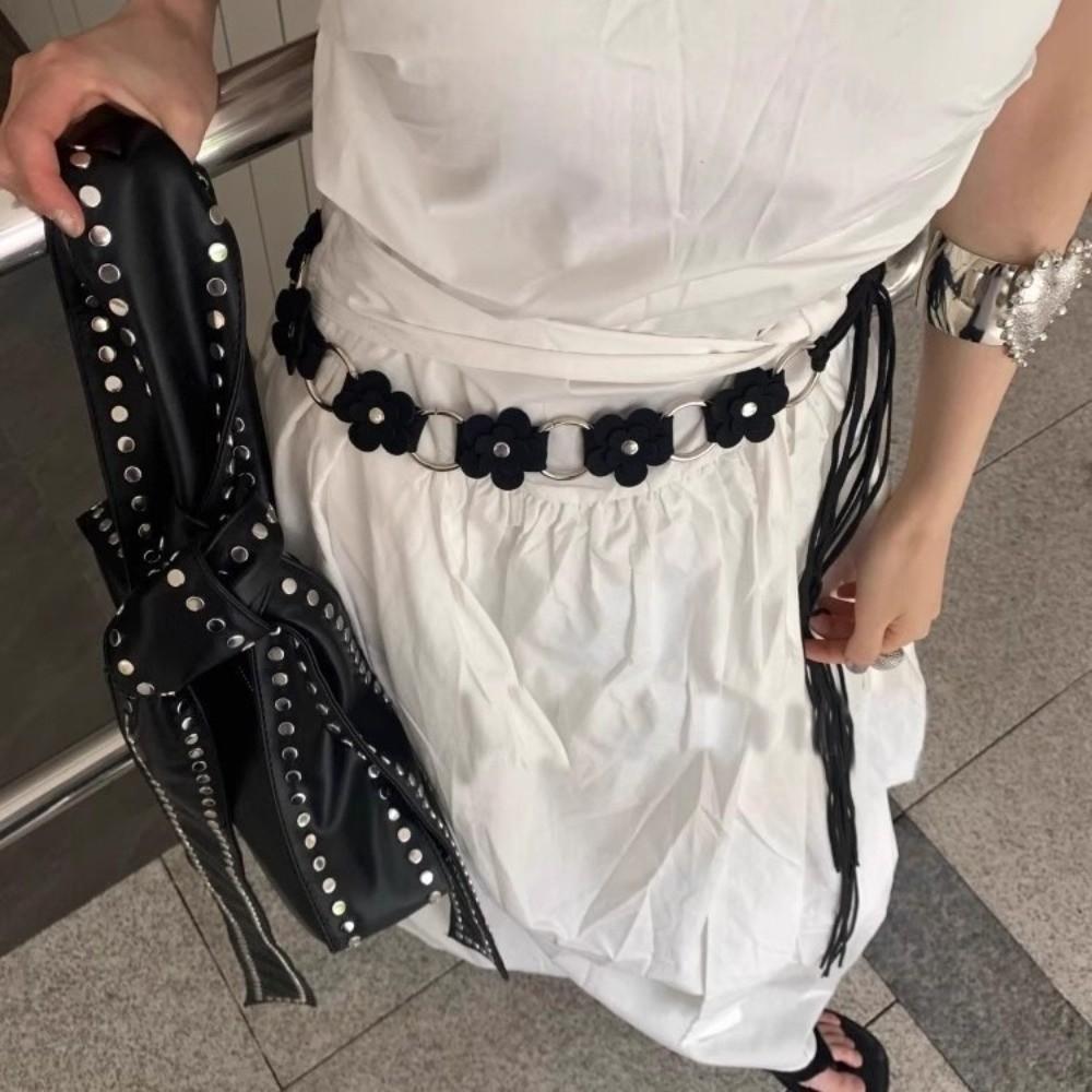 Ethnic Leather Waist Rope Floral Dress Jeans Belt American Women's Belt  Waist Decoration