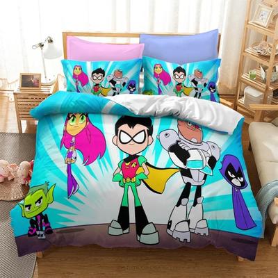 Cartoon Teen Titans Go Comfortable Duvet Quilt Cover Pillowcase Bedding Set Children Bedroom Decoration Home Textile