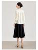 Nanyou Hofstil Tencel-Hemd: Damen Elegantes Krepp-Gefühl, Holzohr-Rand, Stehkragen, Frühlings-Oberteil