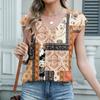 Women's Fashion V-neck Bohemian Print Short Sleeve Top