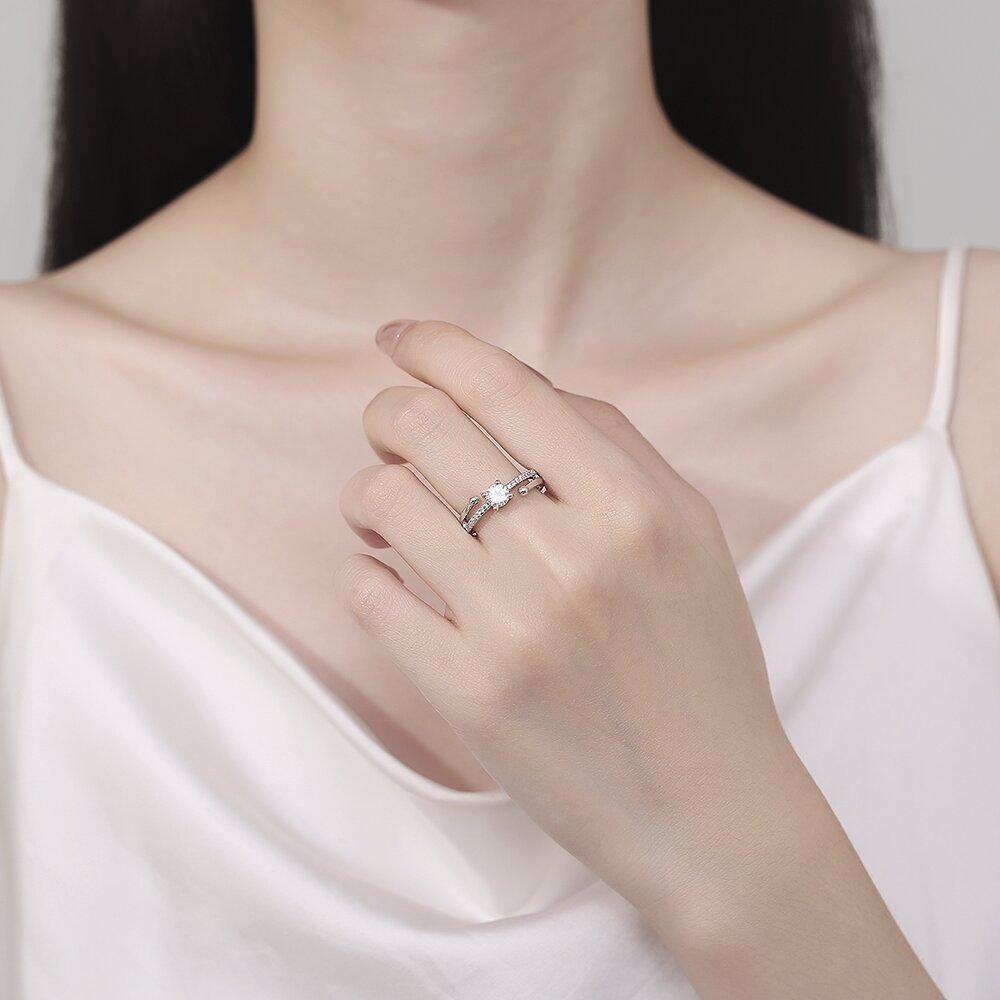 925 Sterling Silver Niche Light Luxury Design Simple Zircon Ring Birthday Party Anniversary Gift Women's Daily Wear