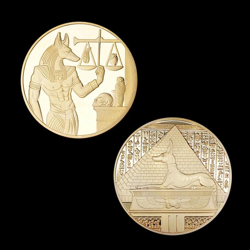Gilded Egyptian Death Protector Anubis Reaper Commemorative Coin Collection