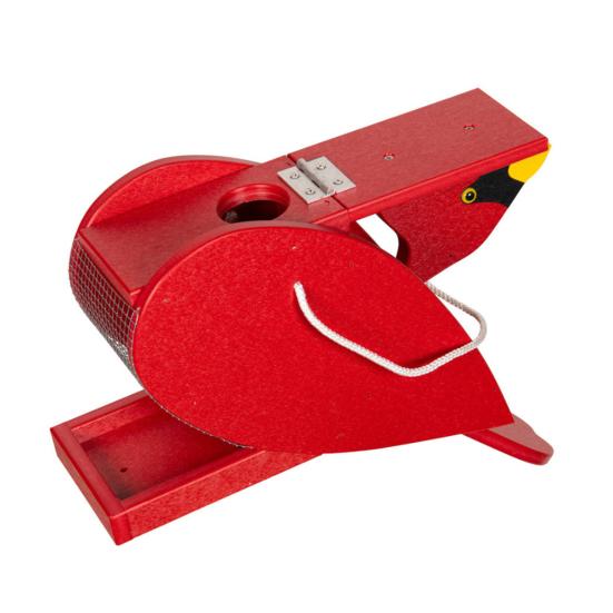 Wood Bird Feeder Red Bird Outdoor Hanging Feeder Birdseed Dispenser Attracts Wild Birds for Garden Yard Patio Decoration