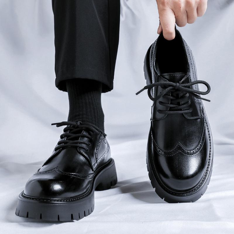 Men Shoes Black Platform Leather Genuine Cowhide Man Shoes High Quality Casual Office Handmade Slip On Leather Loafers cm nero
