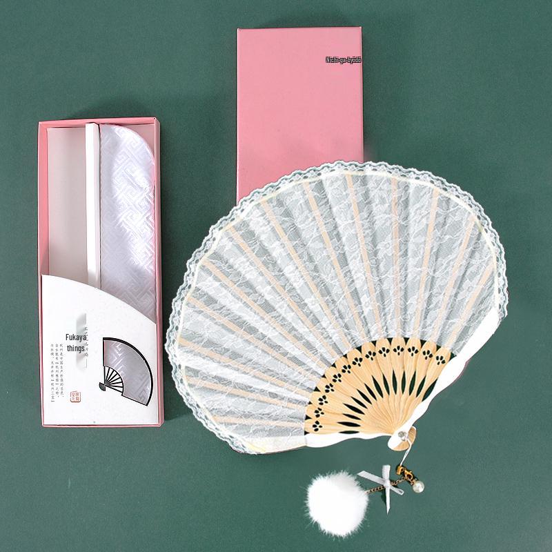 Classic Black Lace Cheongsam Folding Fan - Portable Chinese Style Summer Dance Fan for Ladies