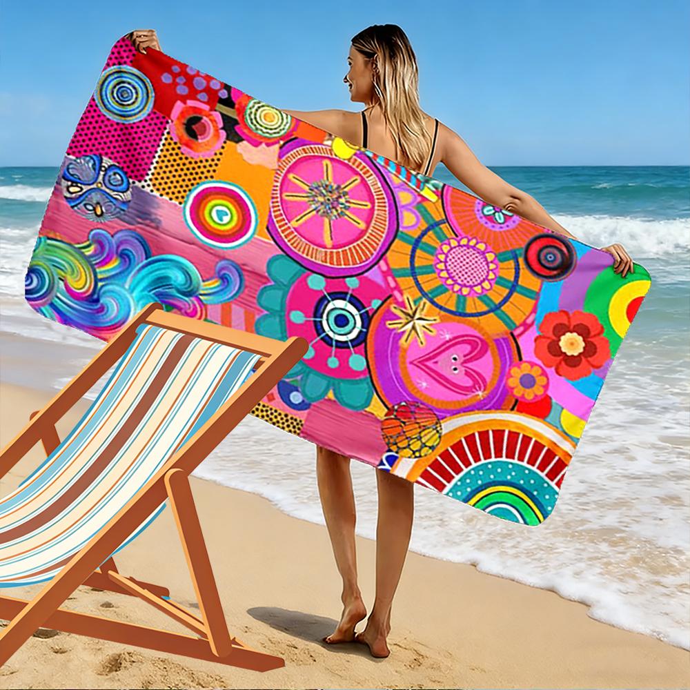 Colorful Abstract Pattern Beach Towel Beach towel quick-drying for travel outdoor sports jogging beach and swimming