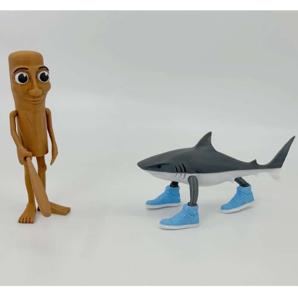 Tralalero Tralala Shark Figure Toy Tung Tung Sahur Keychain Bombardiro Crocodilo Tralalerotralala 3D Printed Sharks Meme Toy with Shoes