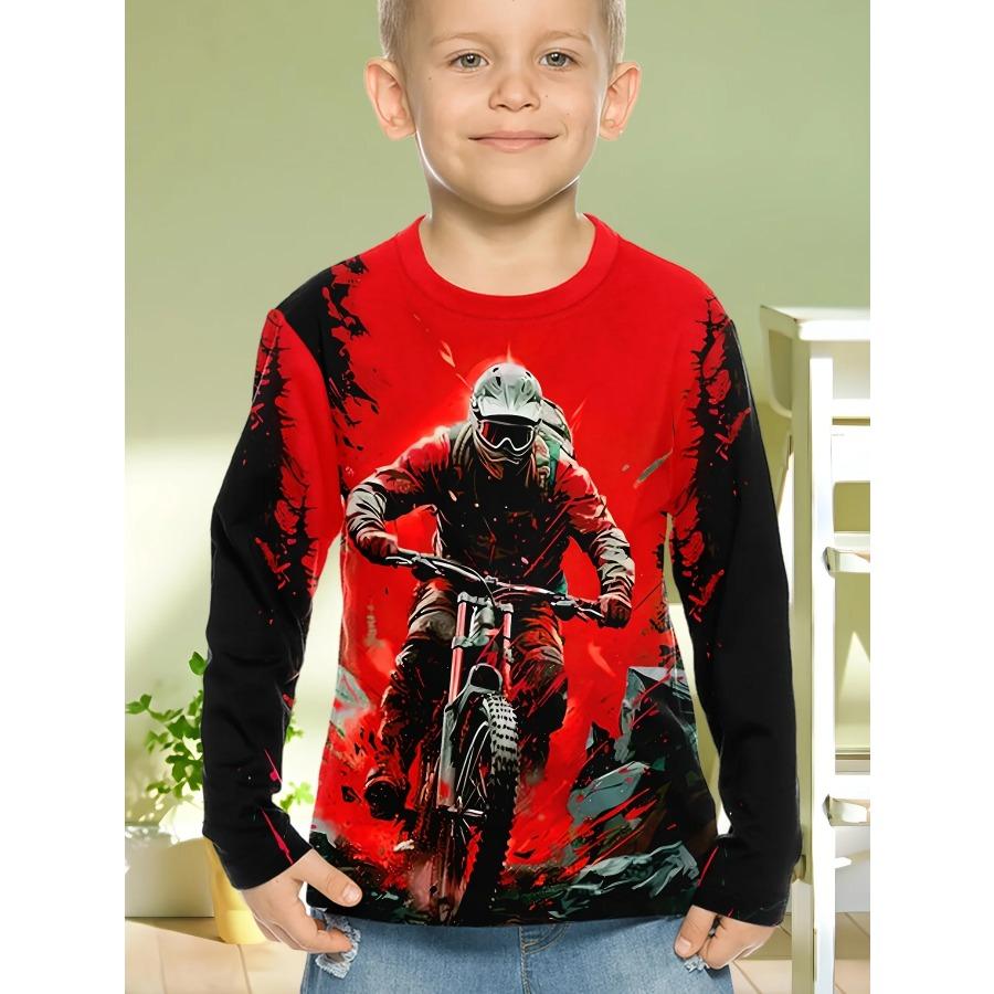 2025 Kids Clothes Boys Tshirt Long Sleeve 3D Dirt Bike Print Kids Clothes Casual Children Clothes Girl Pullover Top Boys Clothes