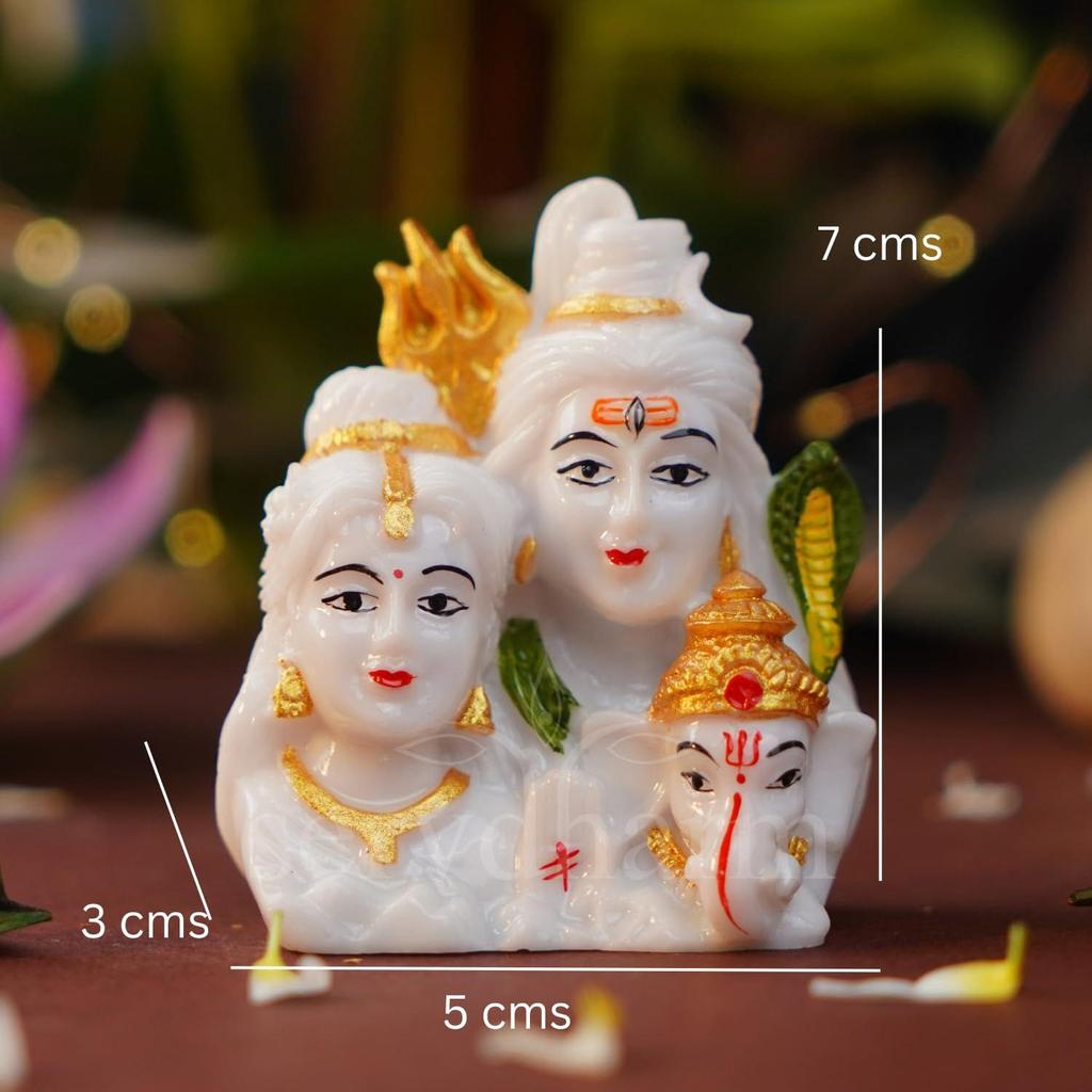 Żywiczna Statua Śiwy Żywiczna Murti Shiv Parivar Idole Bogów Statuetka Eksponat, 7 cm