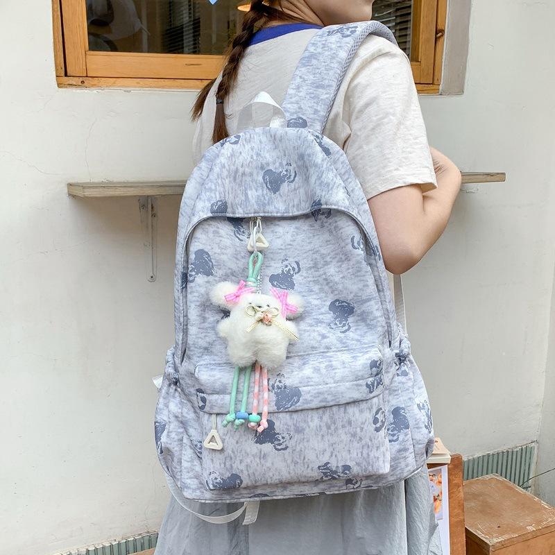 Schoolbag New Japanese College Style Large-capacity Backpack Female Students High Value Lightweight Schoolbag Cute Bear Print Backpack