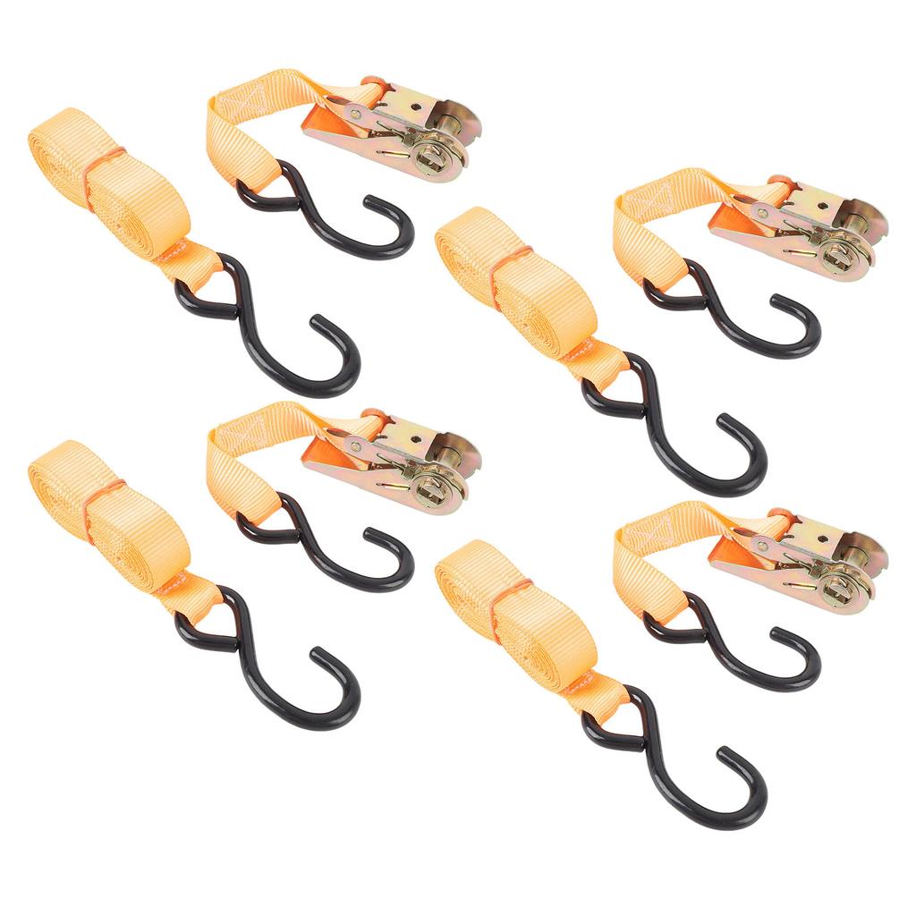 4 Sets Ratchet Strap 25mmx6m 300kg Working Load 600kg Break Strength J Hook Heavy Duty Tie Down
