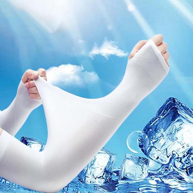 

Летние нарукавники из ледяного шелка с длинными рукавами, защита от солнечных ожогов, мужские и женские манжеты, новые крутые рукава для рук, анти-УФ-защитные рукава для езды на велосипеде, без пальцев