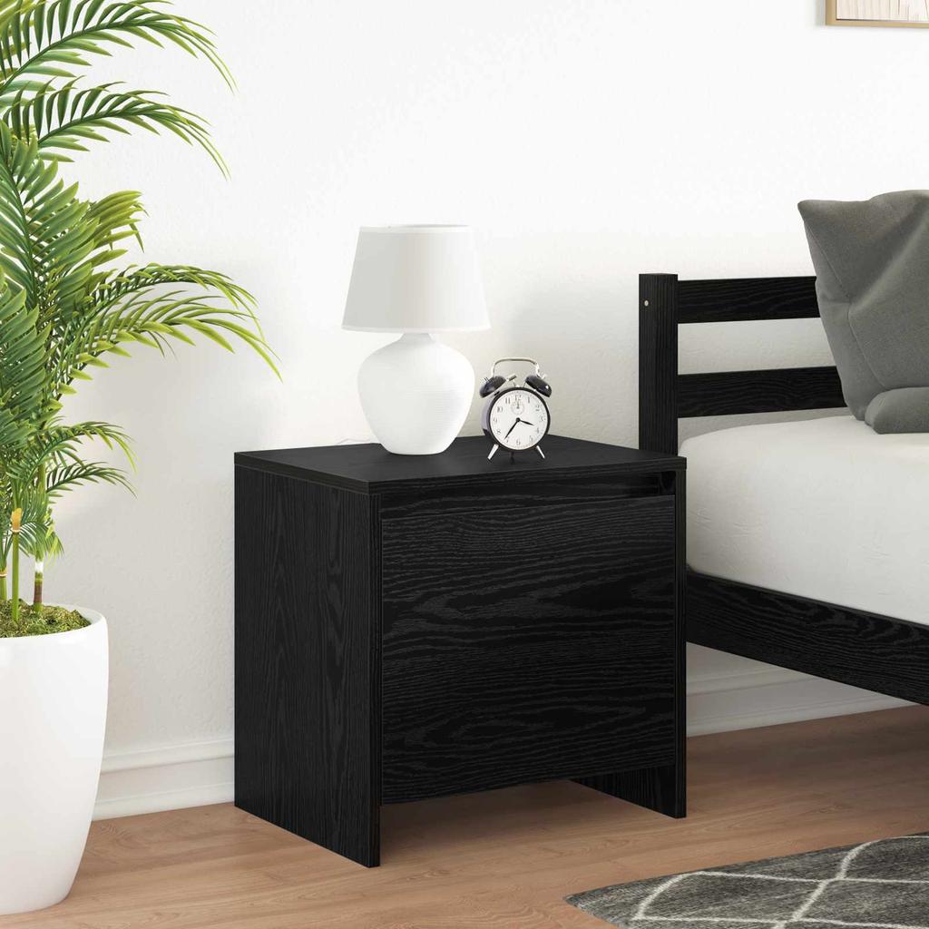 Nightstand Black Oak Effect 45 x 34 x 44.5 cm Engineered Wood