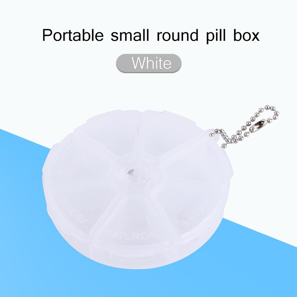 Mini 7 Days Weekly Pill Box Dispenser Organizer Container Round Tablet Pill Holder