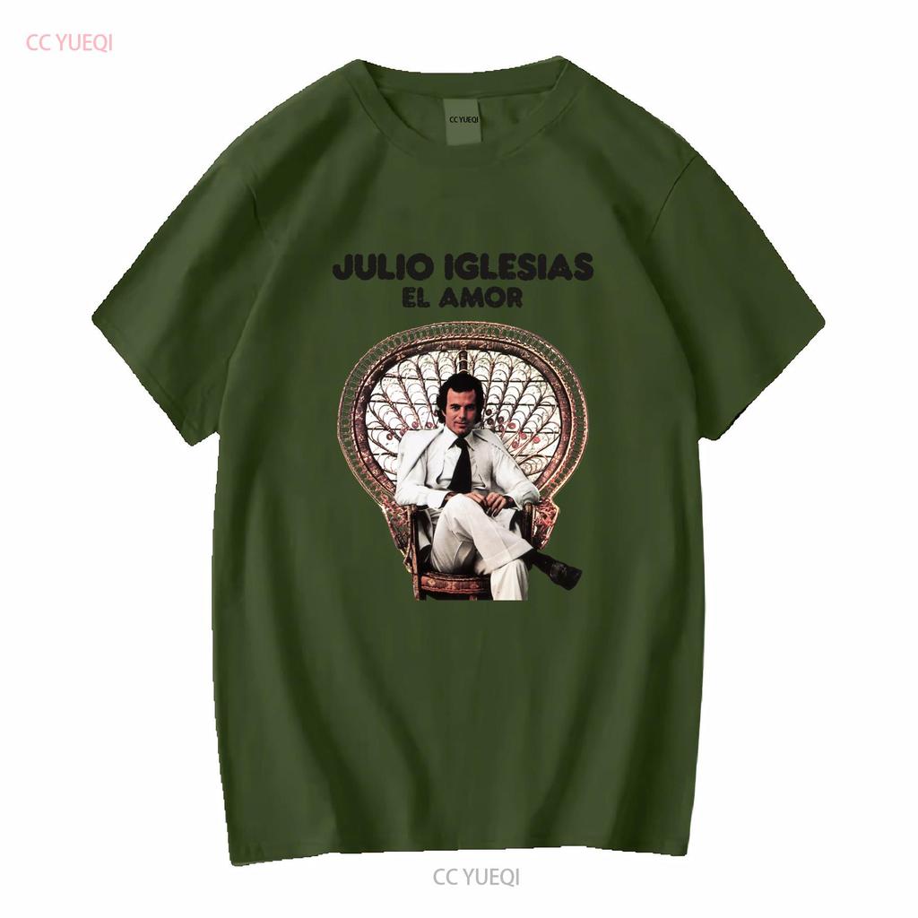 Julio Iglesias Vintage 1975 El Amor retro T shirt Quiero Gwendolyne Life Goes On vintage Lavato uomo Elasticizzato