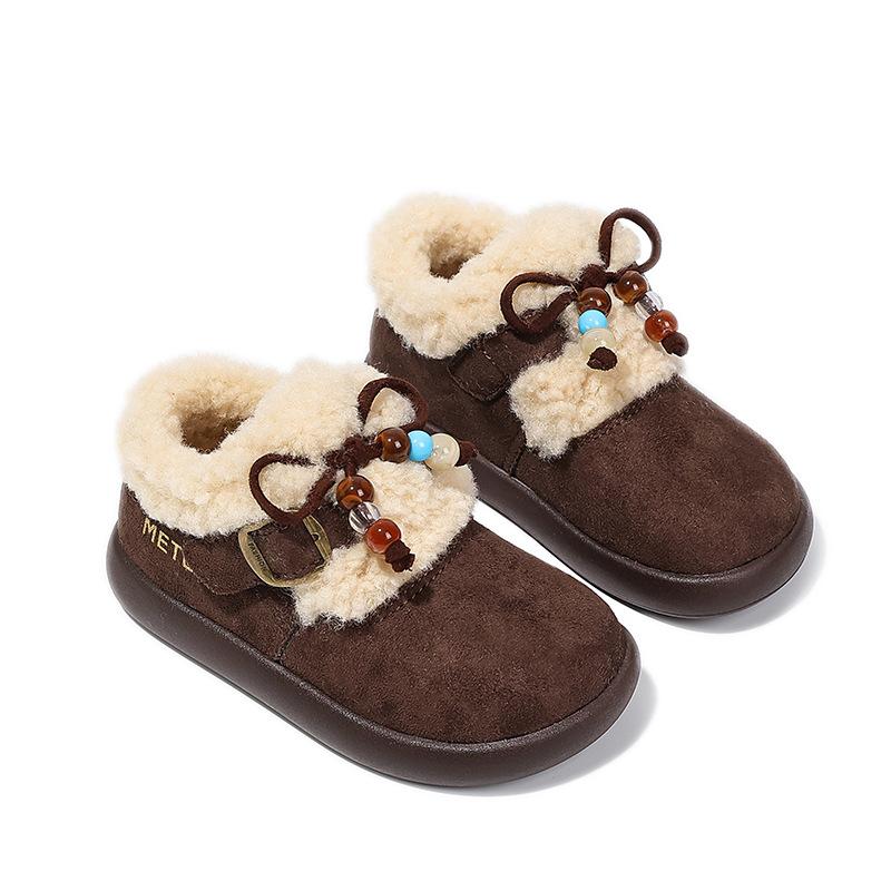 Girls Winter Snow Boots Plush Lined Soft Sole Princess Warm Non Slip size 26 коричневый