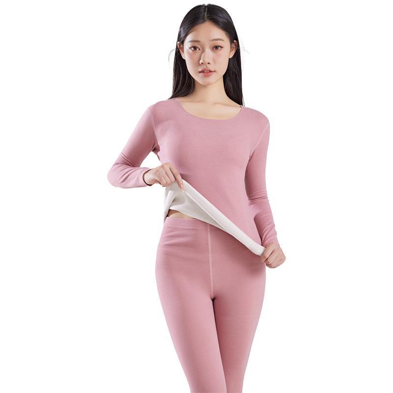 Women's Thermal Underwear Set 2024: Antibacterial, Seamless, Heated, Velvet-Lined, Thick Winter Base Layer with Top and Bottom.