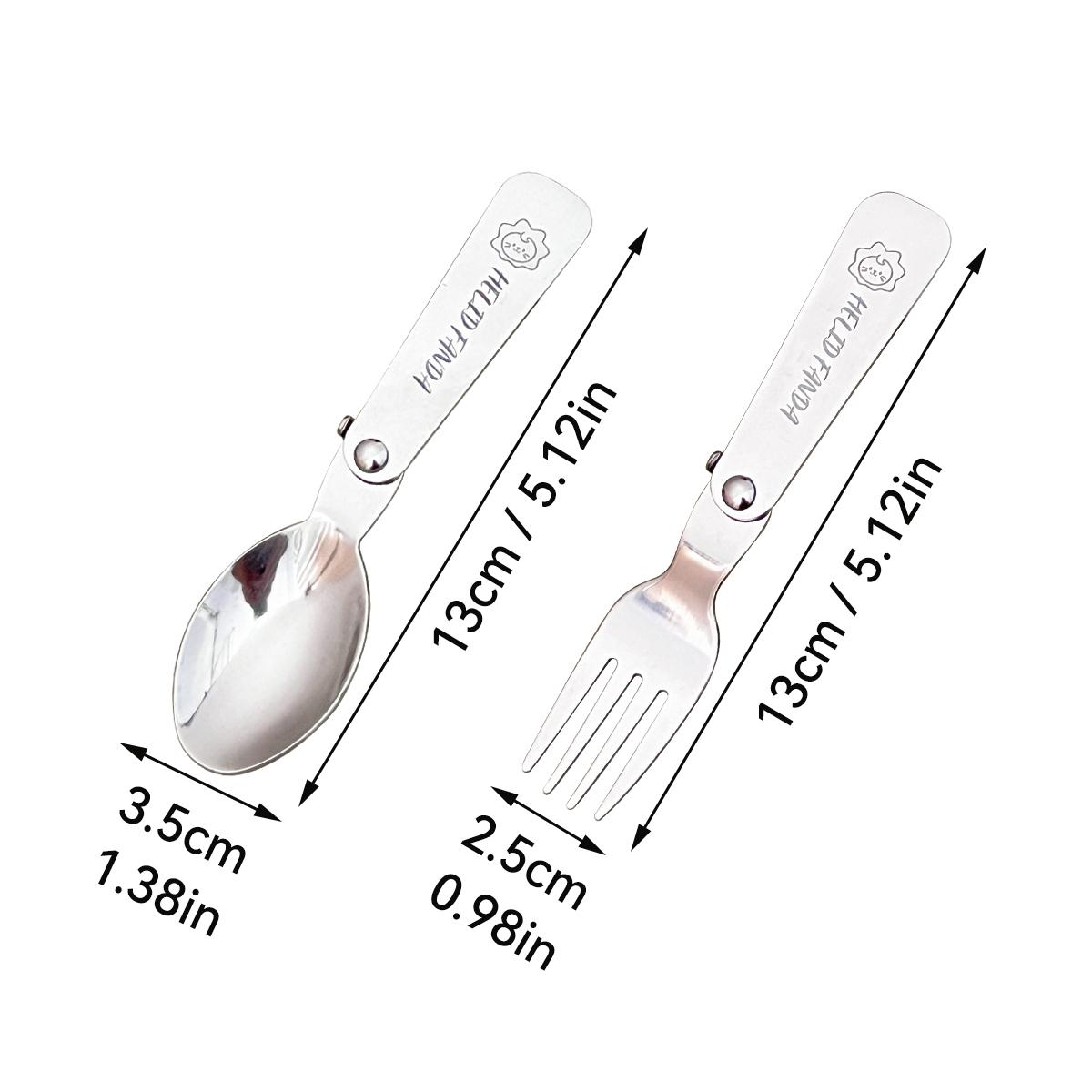

2PCS 304 Stainless Steel Folding Spoon Fork Set Reusable Dessert Spoon Fruit Fork Picnic Foldable Tableware Dishwasher Safe N