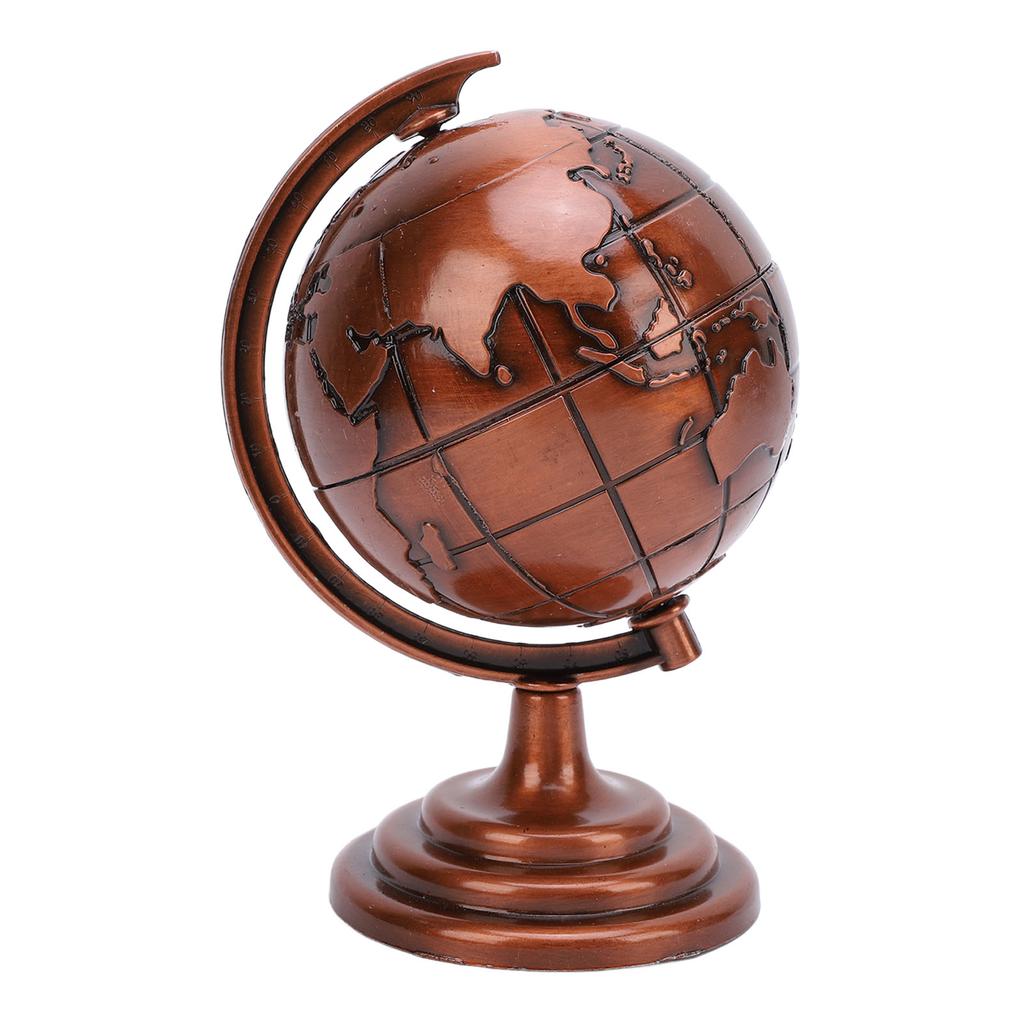 Alloy Globe Model Wine Red Decorative Metal Globe Ornament for Office Study Decor