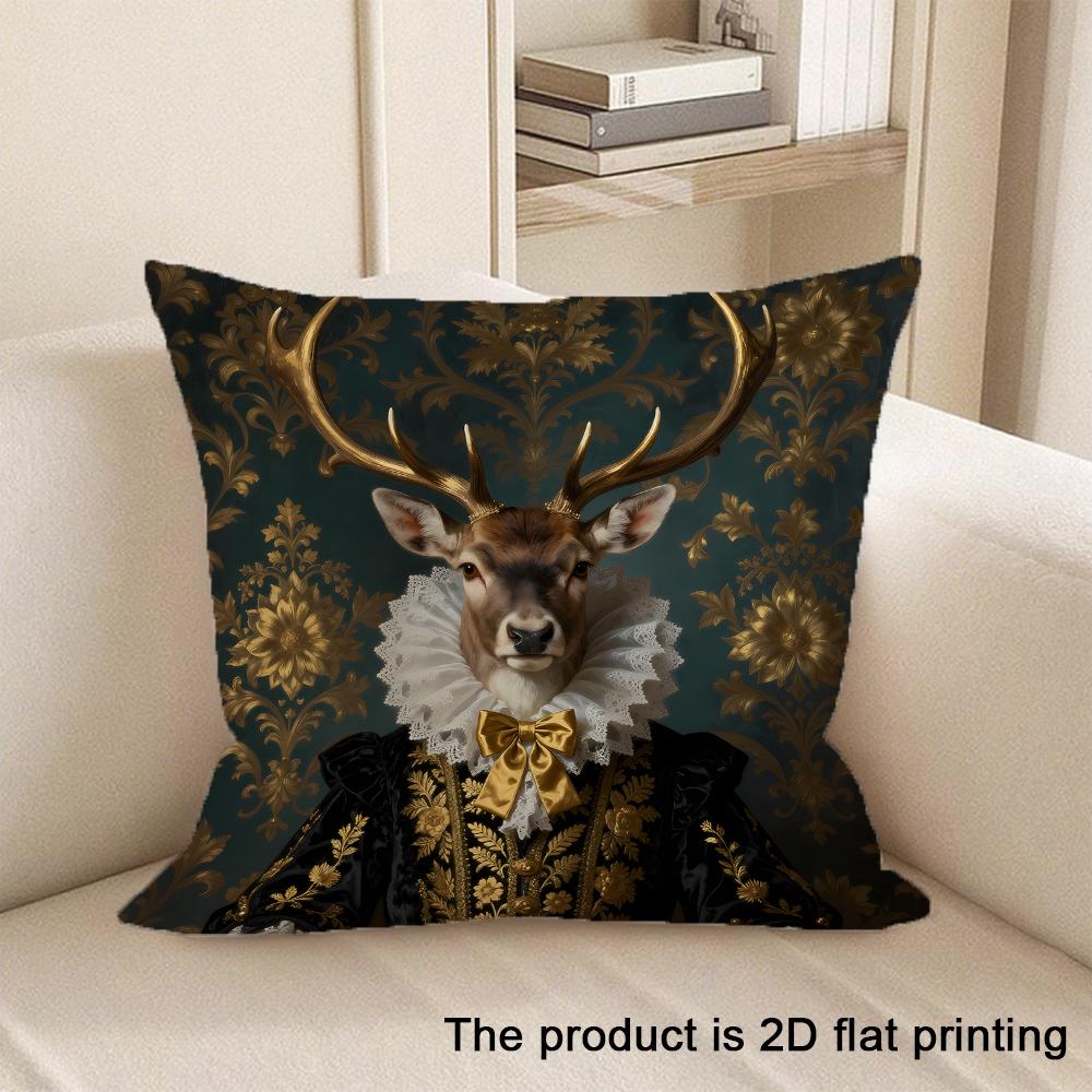 1Pc Cute Animal And Royal Patterned 2D Flat Printing Pillowcases Sofa Cushion Cover Home Bedroom Room Decoration
