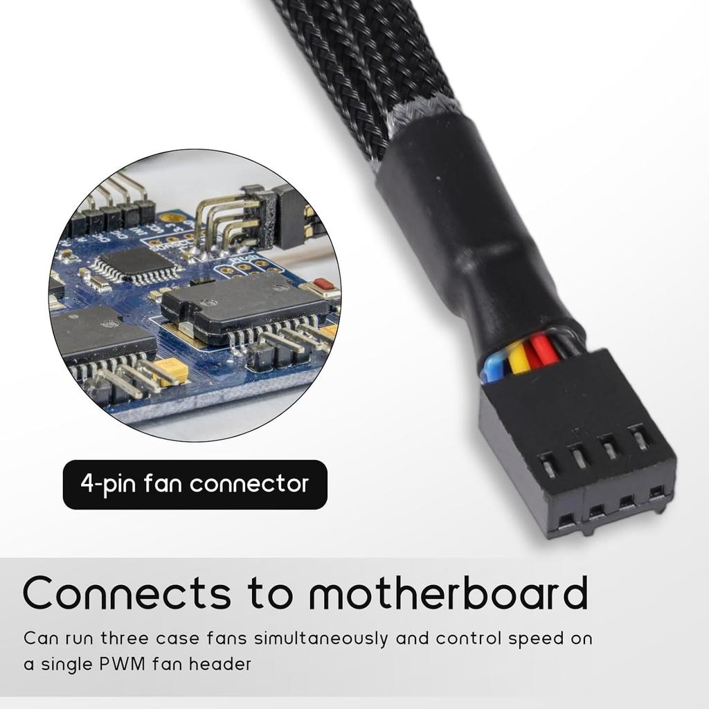 2 Pack 3 Way 4 Pin Pwm Fan Splitter Cable, PC Fan Splitter 1 to 3 Converter CA PwmFan Extension Cable PCCase Fans Header Splitters Computer PC