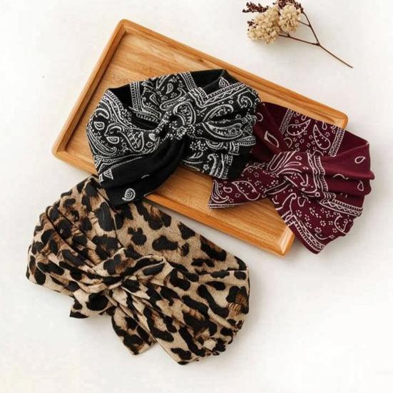 6Pcs Headband Paisley Pattern Wide Brim Twist Design Stretchy Headband Soft Fabric Breathable Hairband Daily Wear