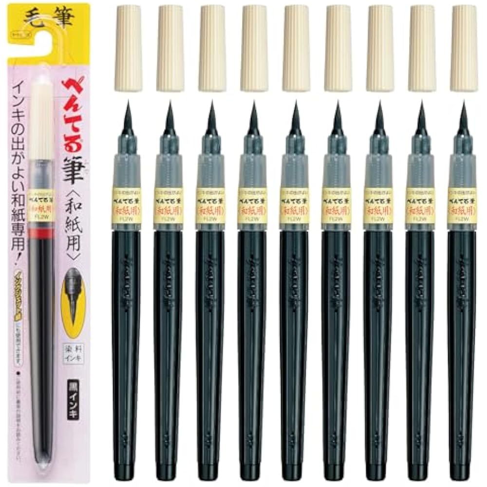 Pentel brush pen for Japanese paper, 10-pack XFL2W (10)