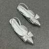 Fashion 2025 Sandals Flat Summer Shoes Woman New Without Fashion Comfort Silver Outside Pointed Girls Closed Retro Casual Scandals Toe