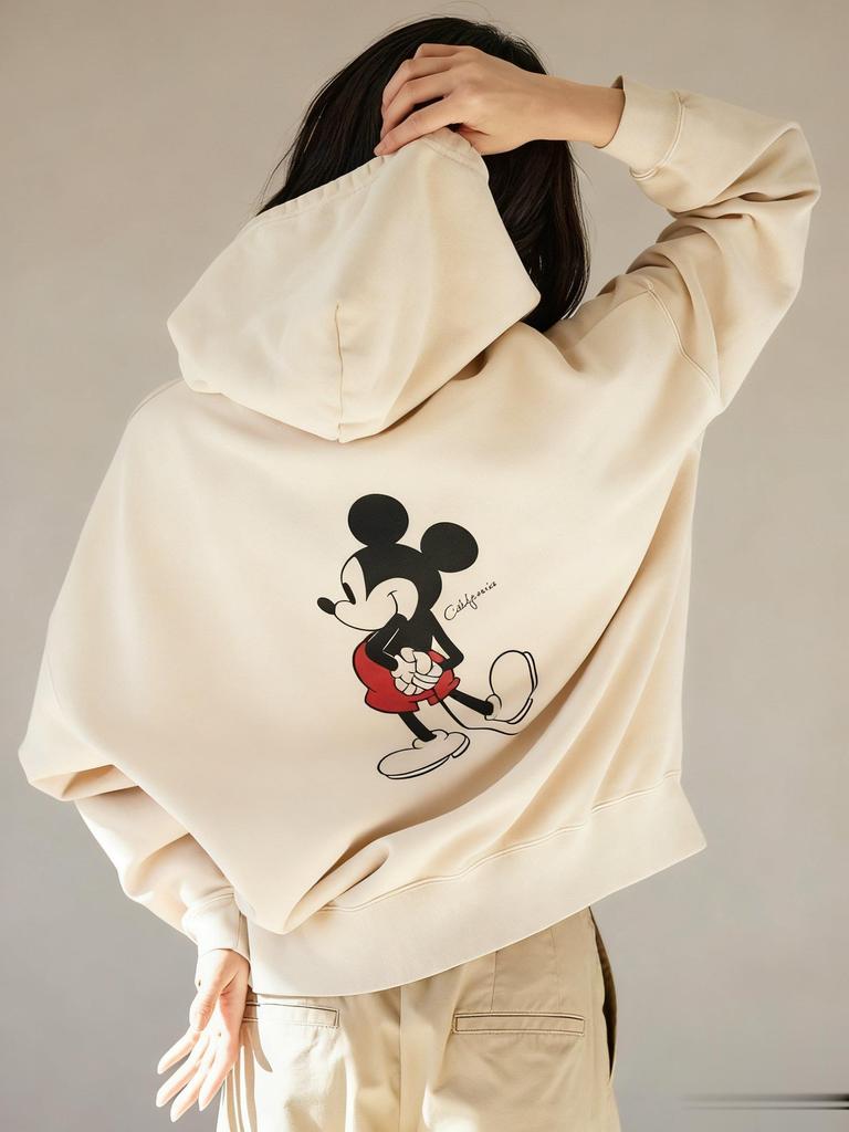 Übergroßes Disney Mickey Print Kapuzensweatshirt Herren Damen Streetwear Locker Lässiger Pullover Jacke Herbst/Winter Mode Y2k Oberteile