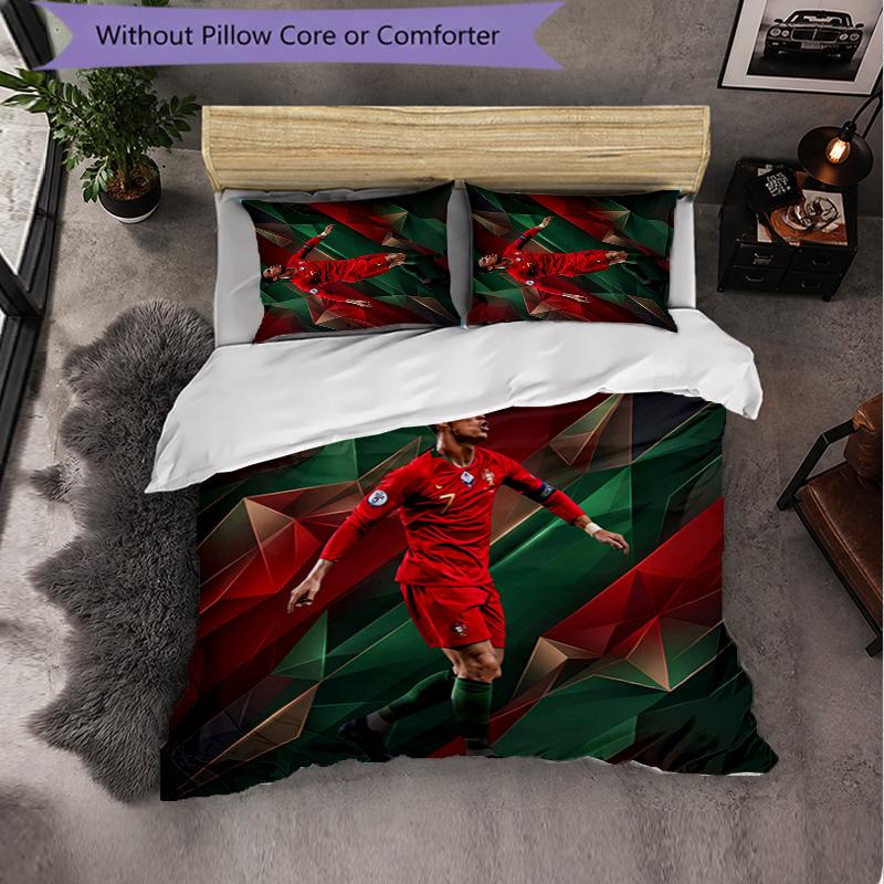 Set Lenzuola 3 Pezzi con Fantasia Cristiano Ronaldo Morbida Microfibra Copripiumino con Federe per Camera da Letto