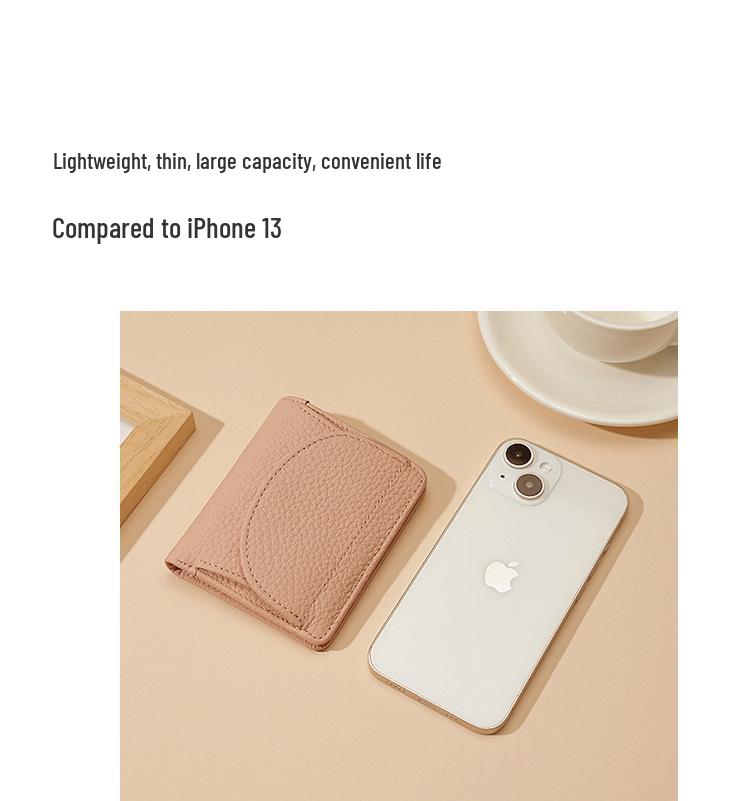 Lychee Pattern Ladies' RFID Genuine Leather Wallet - Japanese Style Cowhide Coin Purse