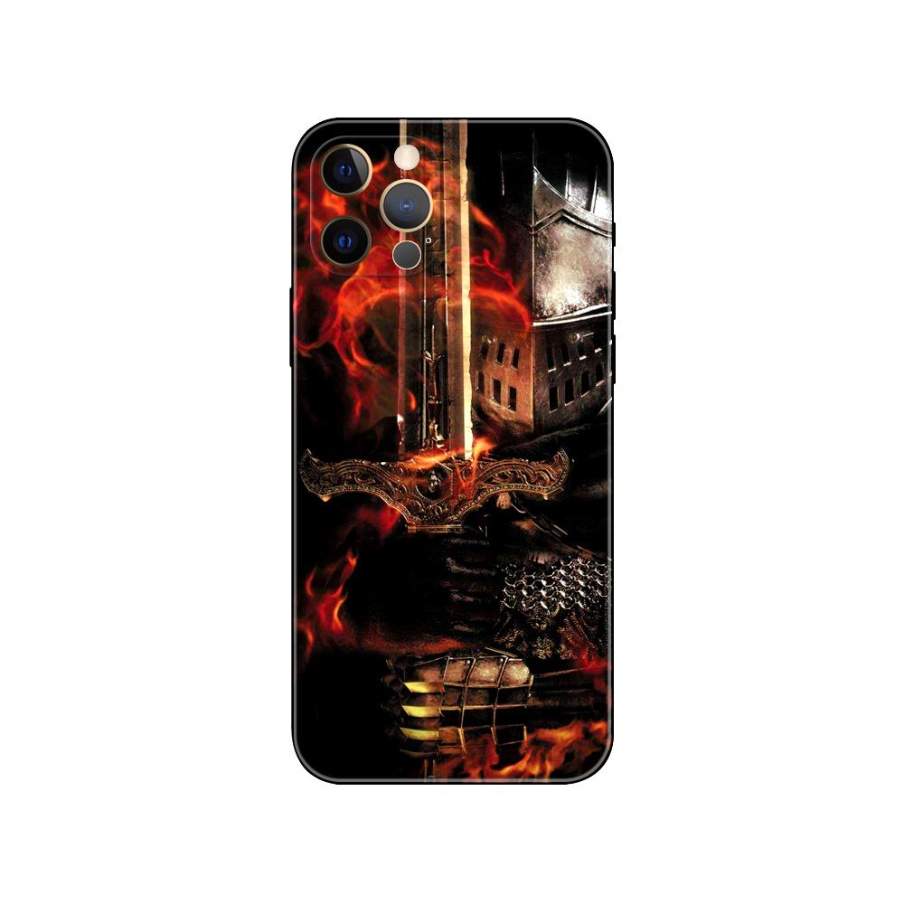 Praise the Sun Dark Souls Phone Case for Iphone 5 5s 2020se 6 6s 7 8 Plus X 10 XR XS 11 12 13 Mini Pro MAX Black Tpu Back Cover