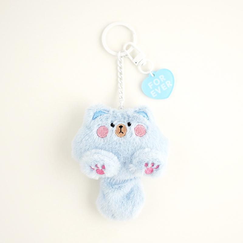 Cartoon Cat Plush Toy Keychain Stuffed Kitten Doll Plushies Toys Pendant Bag Decoration Car Key Accessories Kid Gifts