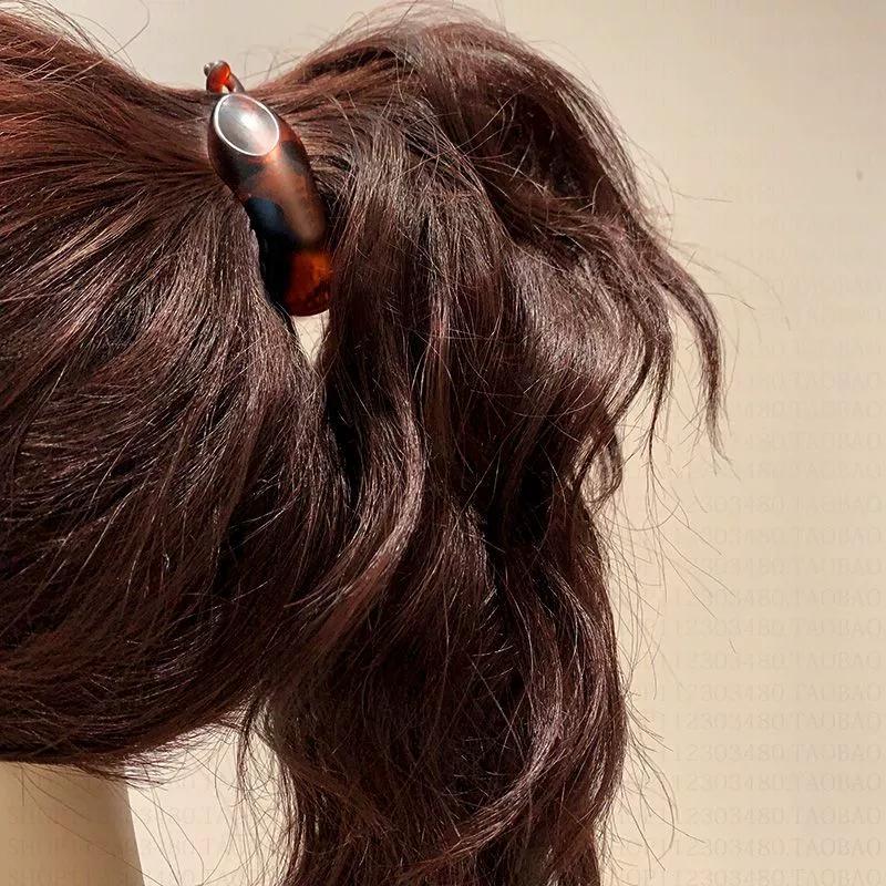 Antislip Kleine Banaan Haarclip voor Vrouwen Retro Ovaal Grip Clip Luipaardprint Veilige Houding Paardenstaarten Kapsels Opgestoken Haar Accessoires