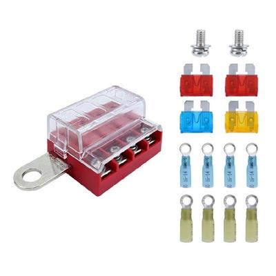 32V Fuses Block Set with with Dustproof Cover 4 Circuits High Conductivity Designs Block for Automotive Truck & Boats