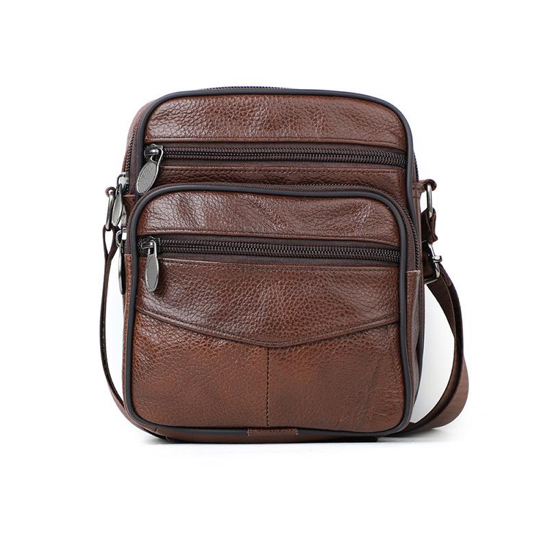 2024 Genuine Leather Men's Crossbody Bag, Simple Single Shoulder Design, Top Layer Cowhide.