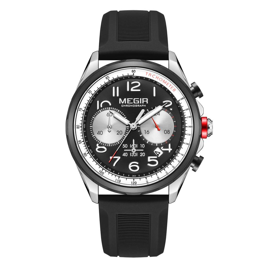 MEGIR Men Watches Luxury Quartz Wristwatch Waterproof Men's Sports Chronograph Silicone Strap Clock Relogio Masculino 2230
