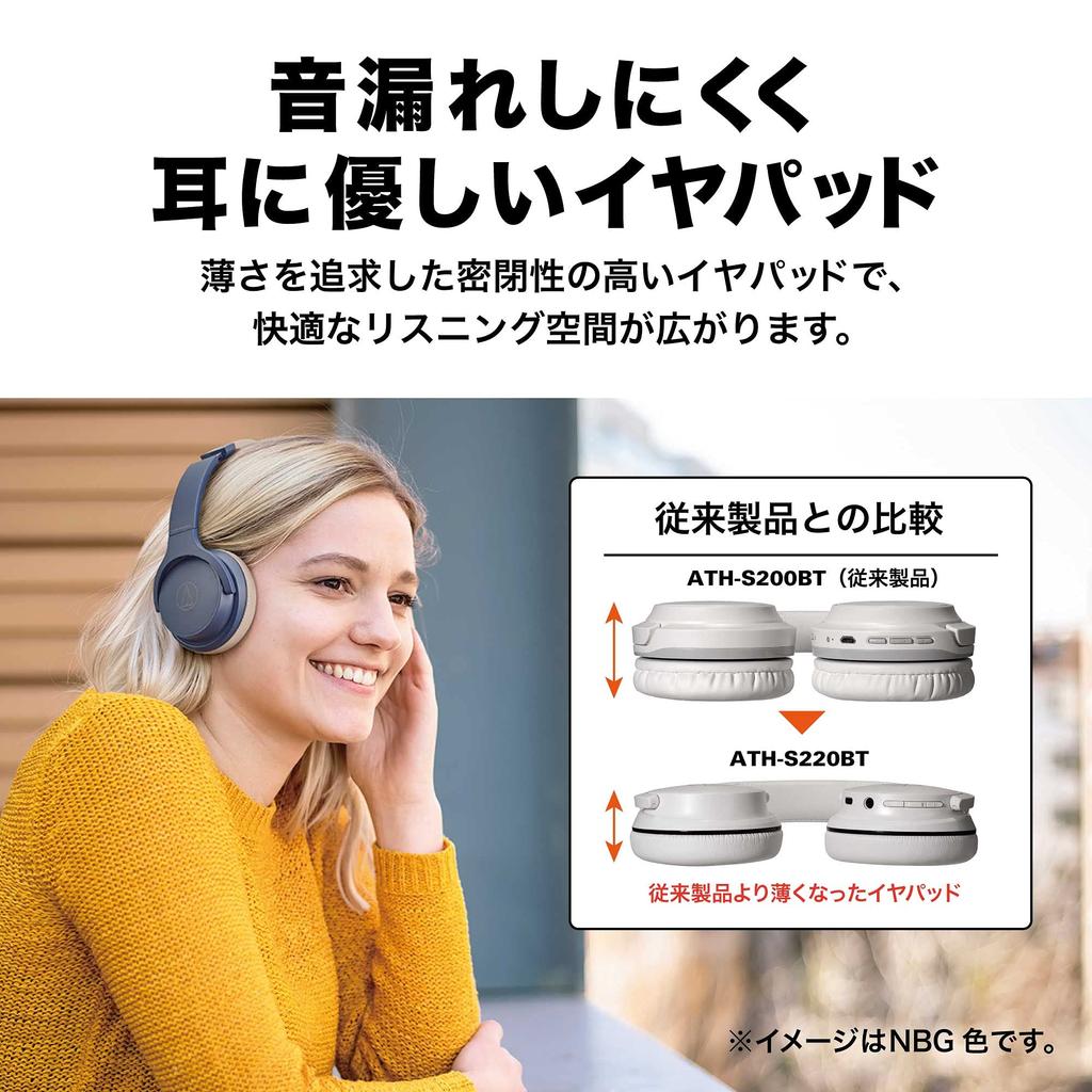 BRD Bluetooth Wireless Headphones To 60 Hours of Fast Low Latency Slim BRD Audio-Technica ATH-S220BT [Up Playback, Charging, Mode, Multi-Point