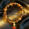 Live Broadcast Scenic Spot Glass Bracelet: Waking Lion Yue Knife Lucky Bead, Two-Color Silk Wrapped Design