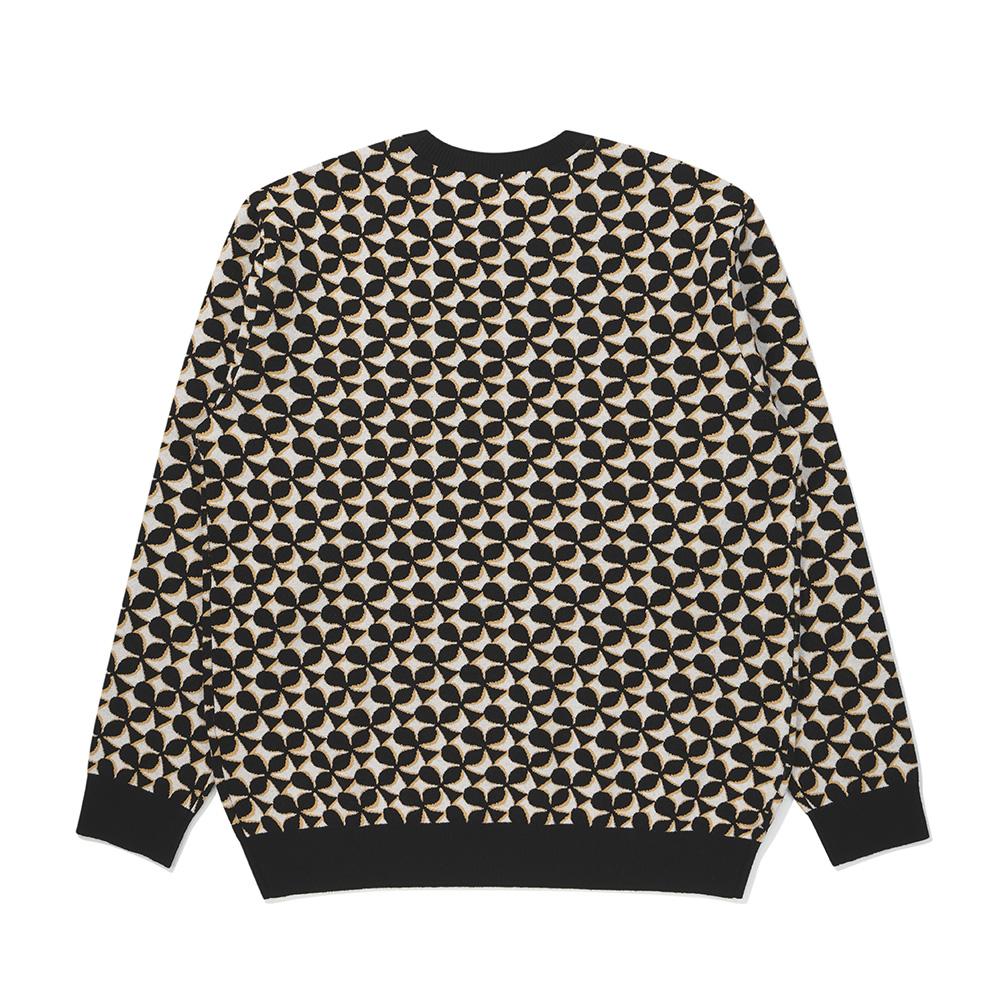 MALBON GOLF Bucket Clover Jacquard Sweater Black