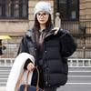 Glitter Patchwork Stand Collar Winter Coat Women European Style Warm Quilted Jacket Fashion Design