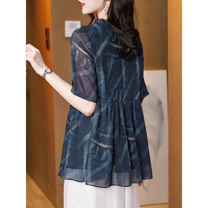 Short-sleeved Chiffon Shirt for Women New Summer Fashion Simple Small Shirt Loose Top