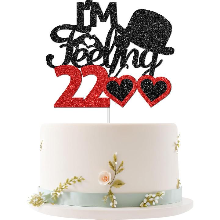 I m Feeling 22 Cake Topper, 22nd Birthday Cake Decor, Adults Happy 22nd Birthday Party Decorations Gifts
