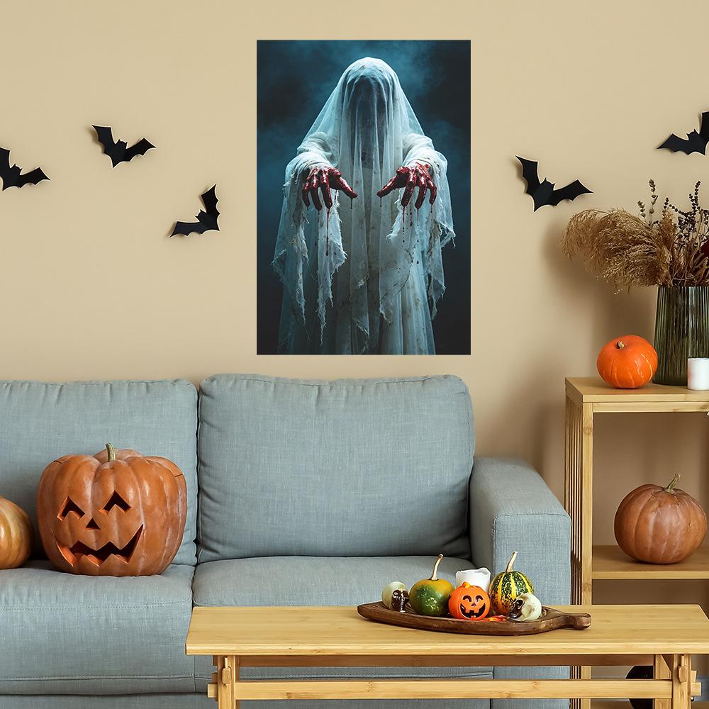 Halloween 3D Realistic Horror Ghost Bedroom, Living Room, Entrance Hall, Home Decor Wall Sticker, Wall Paper