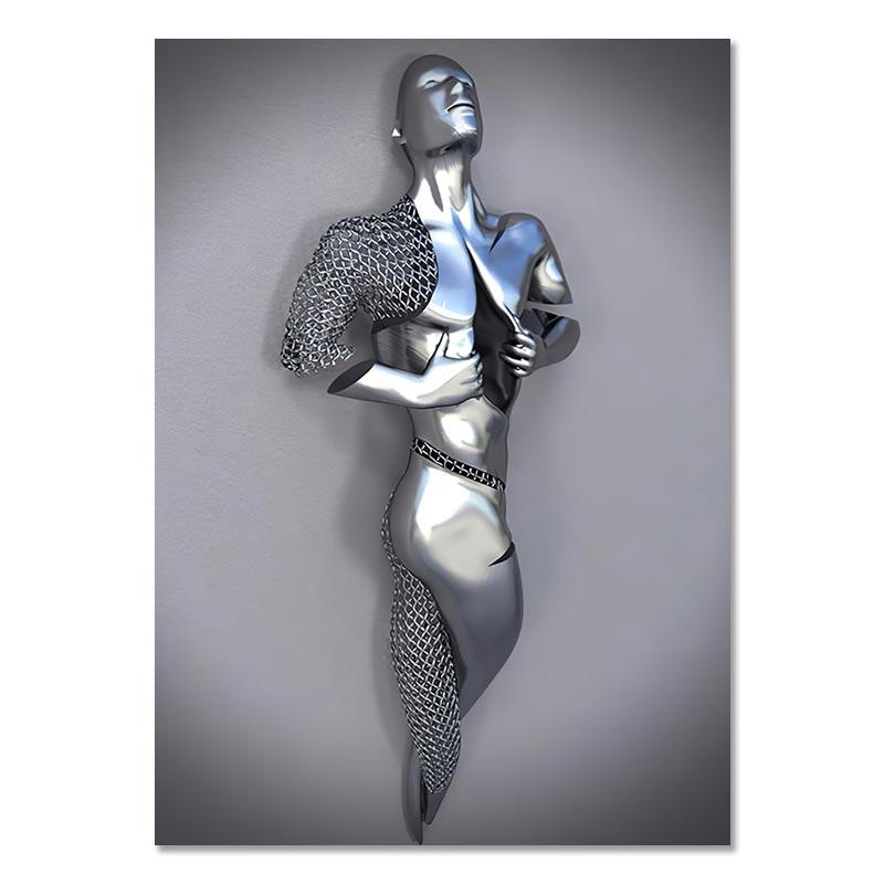 Metal Figure Statue Canvas Painting Romantic Abstract Posters Prints Wall Art Pictures Modern Living Room Decorations for Home