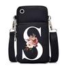 New letter-printed black oblique span bag, mobile phone bag, light to carry, vertical length and width change bag