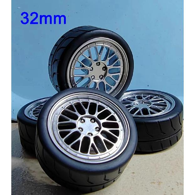 4pcs 1/18 32mm/36mm/42mm Diameter Plastic Wheels Rubber Tires RPF1 RAYS TE37 57CR CE28 BBS ABS Rims for 1:18 Model Car
